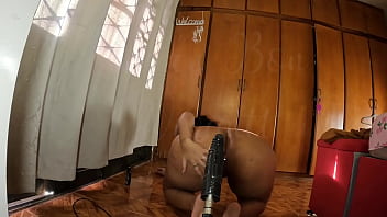 Ebony Stepmom Riding Black Dildo Until She Cums Hard In Anal Sex Scene