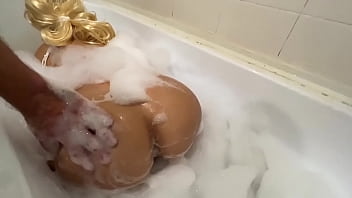 Stepson Joins Mom In The Bath For A Thorough Cleaning, Including Anal And Oral
